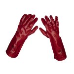 Sealey Worksafe® PVC Gauntlets 450mm, Red - Pair