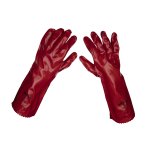 Sealey Worksafe® PVC Gauntlets 450mm, Red - Pack of 12 Pairs