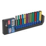 Sealey Premier Deep Multi-Coloured Socket Set 1/4"Sq Drive 12pc