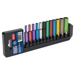 Sealey Premier Deep Multi-Coloured Socket Set 1/4"Sq Drive 12pc