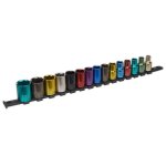 Sealey Multi-Coloured Socket Set 15pc 1/2"Sq Drive 6pt WallDrive® Metric