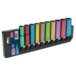 Sealey Premier Deep Multi-Coloured Socket Set 1/2"Sq Drive 10pc