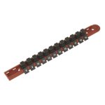 Sealey Socket Retaining Rail with 12 Clips 3/8"Sq Drive