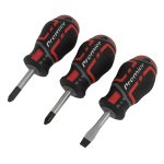 Sealey Premier GripMAX® Stubby Screwdriver Set 3pc