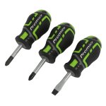 Sealey Premier GripMAX® Stubby Screwdriver Set 3pc - Hi-Vis Green