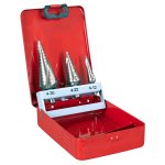 Sealey Spiral Flute HSS M2 Step Drill Bit Set 3pc