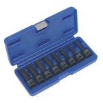 Sealey Premier Spline Impact Socket Bit Set 1/2"Sq Drive 8pc