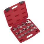 Sealey Premier Crow's Foot Open-End Spanner Set 3/8"Sq Drive 15pc