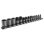 Sealey Premier Black TRX-Star* Socket Set 1/4", 3/8" & 1/2"Sq Drive E4-E24 14pc