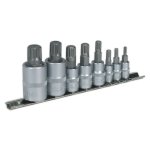 Sealey Premier Spline Socket Bit Set 1/4", 3/8" & 1/2"Sq Drive 8pc