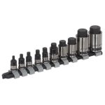 Sealey Premier Black Stubby Hex Socket Bit Set 1/4", 3/8" & 1/2"Sq Drive 10pc