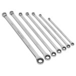 Sealey Premier Extra-Long Double Ring Ratchet/Fixed Spanner Set 7pc