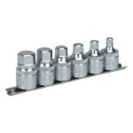 Sealey Premier Stubby Hex Socket Bit Set with Rail 1/2"Sq Drive 6pc