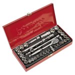 Sealey Socket Set 35pc 3/8"Sq Drive 6pt WallDrive® - Metric/Imperial