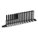 Sealey Premier Black Deep Socket Set 1/4"Sq Drive 13pc