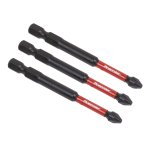 Sealey Premier Pozi Impact Power Tool Bits #2 x 75mm 3pc