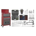 Sealey American PRO® Topchest & Rollcab Combination 6 Drawer with 170pc Tool Kit - Red/Grey