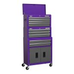 Sealey American PRO® Topchest, Mid-Box Tool Chest & Rollcab Stack 9 Drawer - Purple