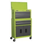 Sealey Topchest & Rollcab Combination 6 Drawer with Ball-Bearing Slides - Green/Grey