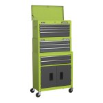 Sealey Topchest, Mid-Box Tool Chest & Rollcab 9 Drawer Stack - Green