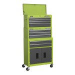 Sealey American PRO® Topchest, Mid-Box Tool Chest & Rollcab 9 Drawer Stack - Green