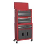Sealey Topchest, Mid-Box Tool Chest & Rollcab 9 Drawer Stack - Red