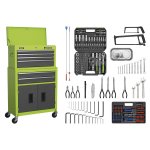 Sealey American PRO® Topchest & Rollcab Combination 6 Drawer with 170pc Tool Kit - Green/Grey