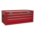 Sealey Mid-Box Tool Chest 3 Drawer with Ball-Bearing Slides - Red
