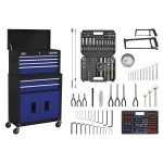 Sealey Topchest & Rollcab Combination 6 Drawer with Ball-Bearing Slides - Blue/Black & 170pc Tool Kit