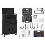 Sealey Topchest & Rollcab Combination 6 Drawer with Ball-Bearing Slides - Black & 170pc Tool Kit