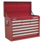 Sealey Topchest 10 Drawer with Ball-Bearing Slides - Red