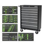 Sealey Rollcab 8 Drawer with 145pc Tool Kit - Black/Grey