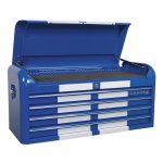 Sealey Premier Retro Style Wide Topchest 4 Drawer - Blue with White Stripes