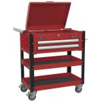 Sealey Superline PRO® Heavy-Duty Mobile Tool & Parts Trolley with Lockable Top & 2 Drawers - Red