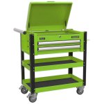 Sealey Superline PRO® Heavy-Duty Mobile Tool & Parts Trolley with Lockable Top & 2 Drawers - Green