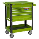 Sealey Superline PRO® Heavy-Duty Mobile Tool & Parts Trolley with 5 Drawers and Lockable Top - Hi-Vis Green