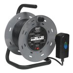 Sealey 25m Cable Reel with Thermal Trip & RCD Plug 4 x 230V