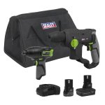 Sealey 2 x SV10.8 Series Cordless Rotary Hammer Drill & Impact Driver Kit 10.8V - 2 Batteries