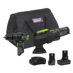 Sealey 2 x SV10.8 Series Cordless Combi Drill & Multi-Tool Kit 10.8V - 2 Batteries