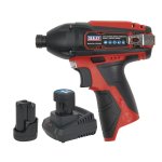 Sealey SV12 Series 1/4"Hex Drive Cordless Impact Driver Kit 12V 1.5Ah - 2 Batteries