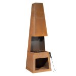 Sealey Dellonda Outdoor Chiminea Fireplace Heater Firewood Storage - Corten Steel