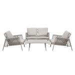 Sealey Dellonda Fusion Aluminium Outdoor Sofa, Arm Chairs & Coffee Table Set 4pc