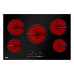 Sealey Baridi Integrated Ceramic Hob with 5 Cooking Zones 77cm - Black Glass