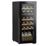 Sealey Baridi 18 Bottle Dual Zone Wine Cooler, Fridge with Digital Touch Screen Controls, Wooden Shelves & LED Light, Black