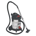 Sealey Industrial Vacuum Cleaner Stainless Steel Drum Auto Start 30L 1400W/230V