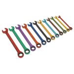 Sealey Siegen Multi-Coloured Combination Ratchet Spanner Set 12pc