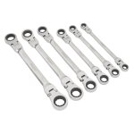 Sealey Siegen Flexi-Head Double End Ratchet Ring Spanner Set 6pc