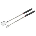 Sealey Siegen Telescopic Magnetic LED Pick-Up Tool & Inspection Mirror Set 2pc