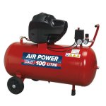 Sealey Air Compressor 100L V-Twin Direct Drive 3hp Oil Free