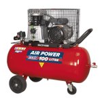 Sealey 100L Belt Drive Air Compressor with Cast Cylinders & Wheels 3hp